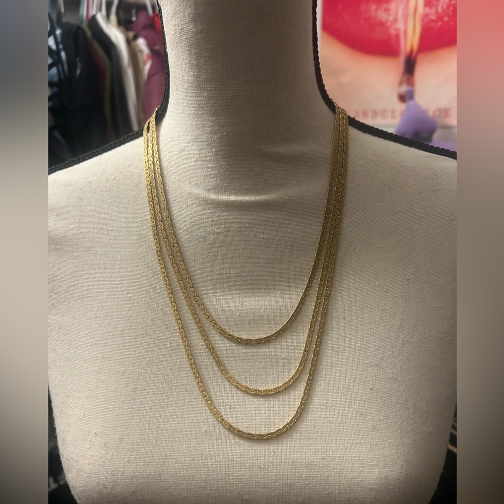 Vintage Goldette Gold 3 layer Necklace